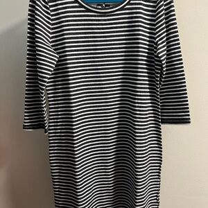 T by Talbots Striped Knit Dress Large 
Navy/White
